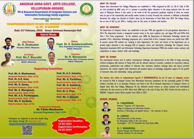 SEMINAR ON IOT,IMAGE PRODESSING AND AI TECHNOLOGIES ON 21/02/2025