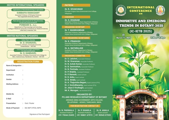 INTERNATIONAL CONFERENCE ON INNOVATIVE AND EMERGING TRENDS IN BOTANY-2025 (IC-IETB 2025)